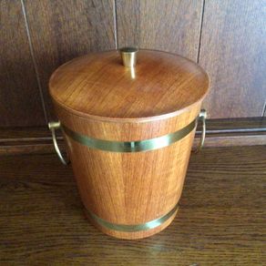 Mid  Century Retro Teak and Brass Ice Bucket