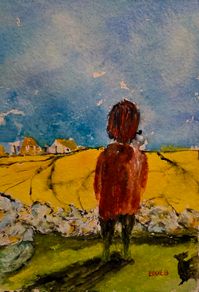 part of the land watercolour