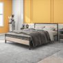 King Size Bed Frame with Wood Headboard Image 6