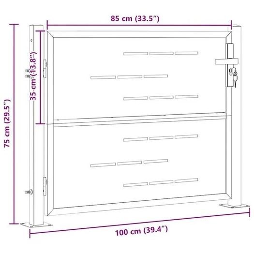 Garden Gate with Lock Silver 100 x 75 cm Stainless Steel