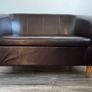 Small Brown Faux Leather Sofa - Like New Image 4