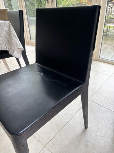 Black leather dining chairs x6 (free)