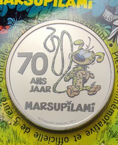 Belgium 5 Euro Base Metals Brilliant Uncirculated Coin 2022 - 70 years Marsupilami - Belgian Coincard Catalogue
