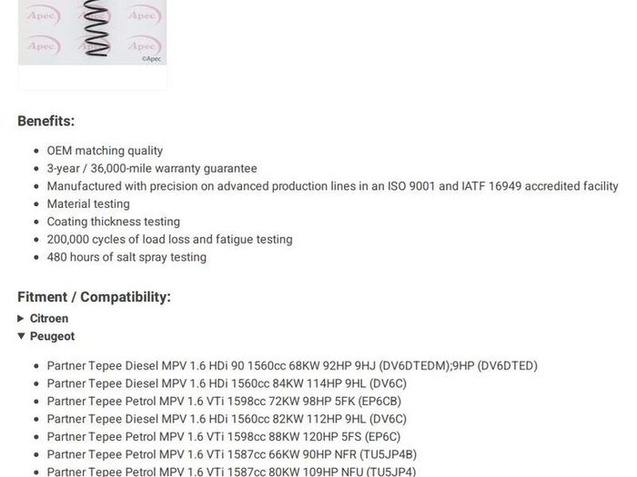 Coil springs set.
