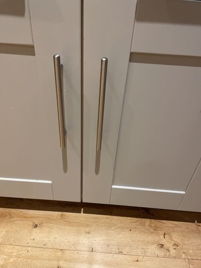 Entire kitchen Quartz work top solid wooden shaker style doors