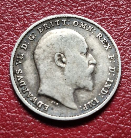 1903 United Kingdom  3 Pence - Edward VII  sterling silver coin