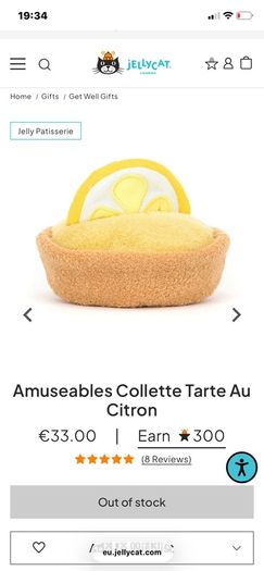 New JELLYCAT Fleurette Tarte Aux Fraises and Collette Tarte Au Citron Pair
