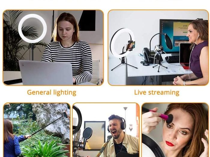 10" Ring Light with Stand and Phone Holder, RGB Dimmable Ring Light with 4 Light Modes and Bluetooth Remote for Tiktok/YouTube/Instagram/Photography/Makeup/Online Meeting