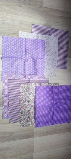 7x Mixed patterns 25cm x 25cm fabric pieces