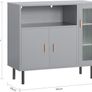 Sideboard Closet Dresser Dresser Multi-Storage Cabinet, Pedestal Storage Cabinet with 1 Open Compartment and 3 Doors for Kitchen, Dining Room, Living Room - Gre Image 2