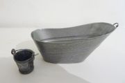 Vintage dolls house tin bath and bucket