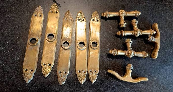 Antique brass window handles