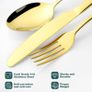 24-Piece Mirror Polished Gold Unique Wooden Box Design for Gift, Stainless Steel Flatware Set, Silverware Set with Spoon Knife and Fork Set, Service for 6 Image 6