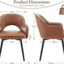 Set of 2  Dining Chairs Velvet or PU Leather with Open Back & Armrests Image 3