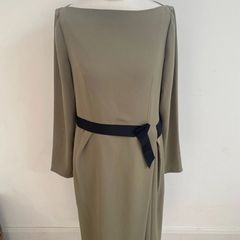 Caroline Kilkenny sage black lined occasion dress size 10