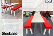 Steelcase High Table &amp; 2 Benches - Grade A