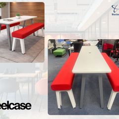 Steelcase High Table & 2 Benches - Grade A