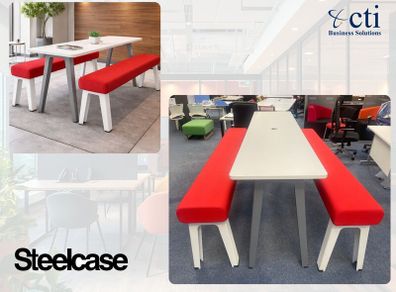 Steelcase High Table & 2 Benches - Grade A