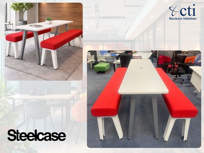 Steelcase High Table & 2 Benches - Grade A