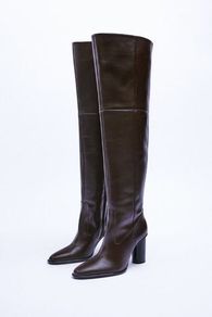 Zara Over The Knee Leather Boots