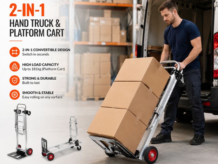 Aluminum Hand Truck 2 in 1 Heavy Duty Folding Dolly Cart 181kg Capacity