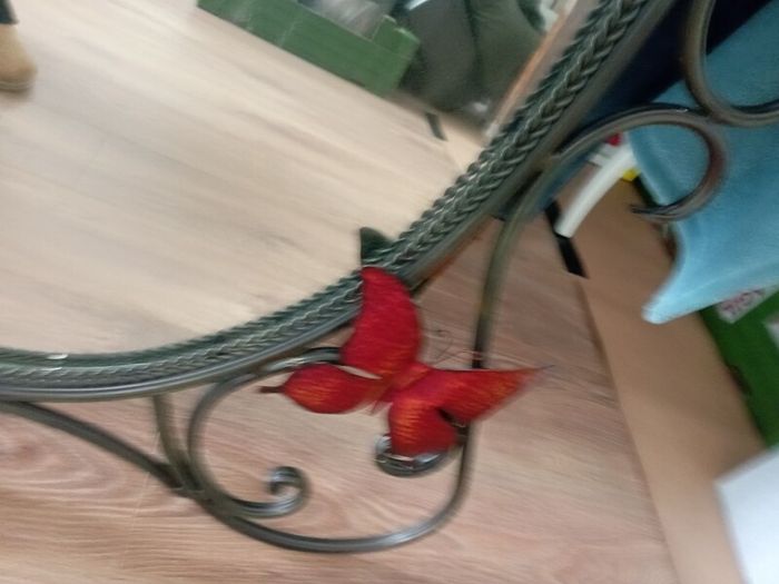 mirror with butterflies in cast iron