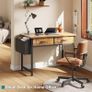 Computer Office Desk for Small Space with Fabric Drawers, Home Office Desk for Bedroom with Side Pocket and Hook 80CM Brown Kids Desks Image 3