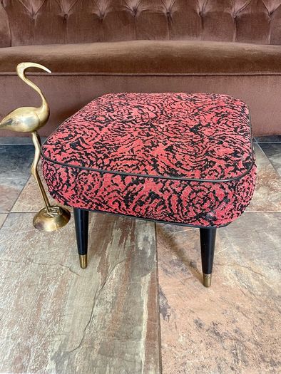 Vintage Rare Mid Century Sherborne Style Footstool with Atomic Legs 1960s