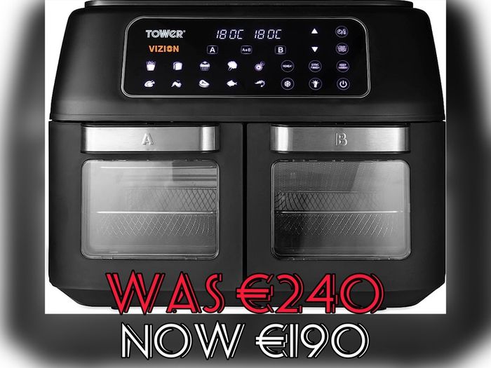 Vortx Vizion Dual Compartment Air Fryer Oven with Digital Touch Panel, 11L, Black