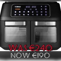Vortx Vizion Dual Compartment Air Fryer Oven with Digital Touch Panel, 11L, Black