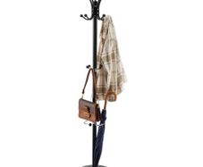 Freestanding Coat Rack, Metal Coats Rack Stand with Umbrella Holder, Stable Marble Base & 14 Hooks, Hall Coat Tree for Entryway