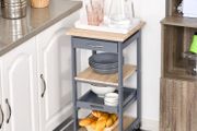 Multi-tier Rolling Kitchen Trolley Serving Cart with 3-Bottle Wine Rack, 1 Drawer, 1 Tray
