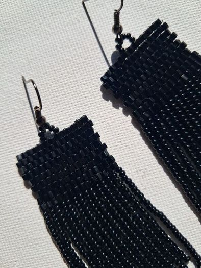 Pitch Black earrings, handbeaded