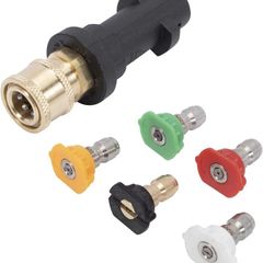 Pressure Washer Adapter 1/4'' Quick Connect Female Fitting Fit for Karcher K2 K3 K4 K5 K6 K7 with 5 Power Nozzle Tips Multiple Degree