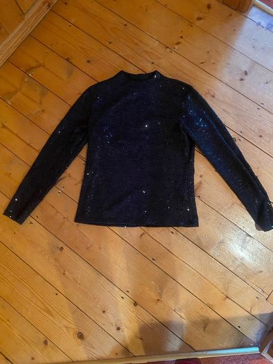 Black Sparkley Longsleeve Fitted Top