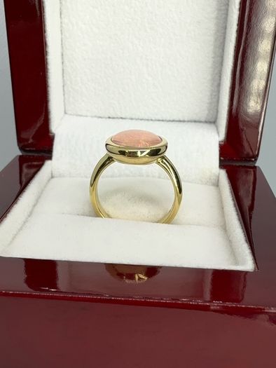 Opal Stunning Terra Opalis Gold Plated Silver Ring Padparadscha Glow