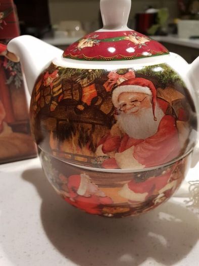 Christmas Theme -Pattern Summer River Tea for 1 Set - Teapot and matching cup.- Brand New -Boxed