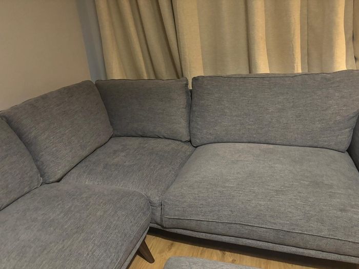 Grey Fabric Corner Sofa with Matching Ottoman