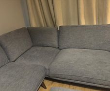 Grey Fabric Corner Sofa with Matching Ottoman