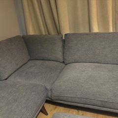 Grey Fabric Corner Sofa with Matching Ottoman