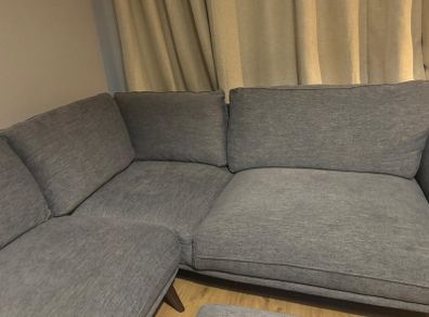 Grey Fabric Corner Sofa with Matching Ottoman