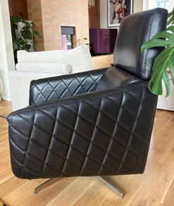 Mid Century Leather Swivel Chair