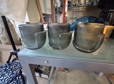 Vintage 3 glass plant holders
