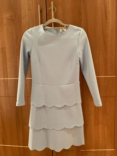 Blue Scalloped Wedding Guest Dress