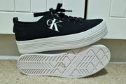 Calvin Klein Zolah White Canvas Calvin Klein Chunky Platform Trainers