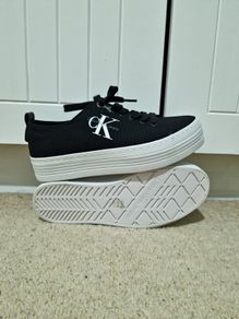 Calvin Klein Zolah White Canvas Calvin Klein Chunky Platform Trainers