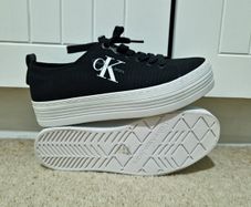 Calvin Klein Zolah White Canvas Calvin Klein Chunky Platform Trainers