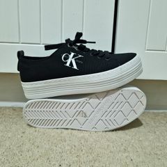 Calvin Klein Zolah White Canvas Calvin Klein Chunky Platform Trainers