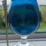 Stunning Vintage Oversized Hand-Blown Glass Brandy Balloon Vase With a Turnover Rim, In a Fantastic Petrol Blue with a Clear Stem and Foot, Perfect as a Hurricane-Style Candle Holder Image 7