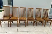 Six Wooden Kitchen Chairs for sale